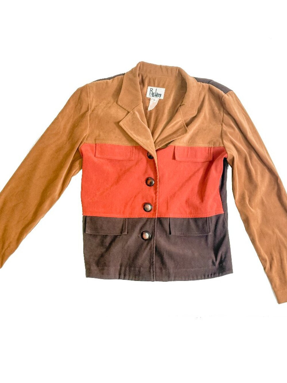 Vintage 1990s R & J Co Earth Tone Color Black Blazer Jacket - Size 6
